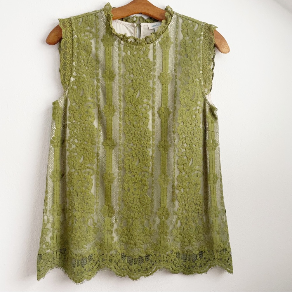 NWOT Sundance Cottagecore Embroidered Lace Overlay Tank Tunic Size XS